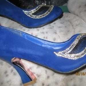 Queen Ruby Royal Blue Evening Shoes